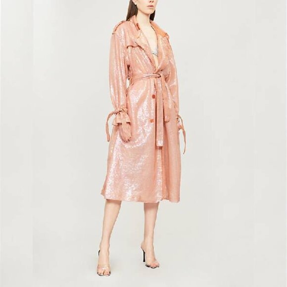 Ashish SS/19 Runway Mirage Sequined Double-Breasted Belted Trench Coat - Picture 2 of 14
